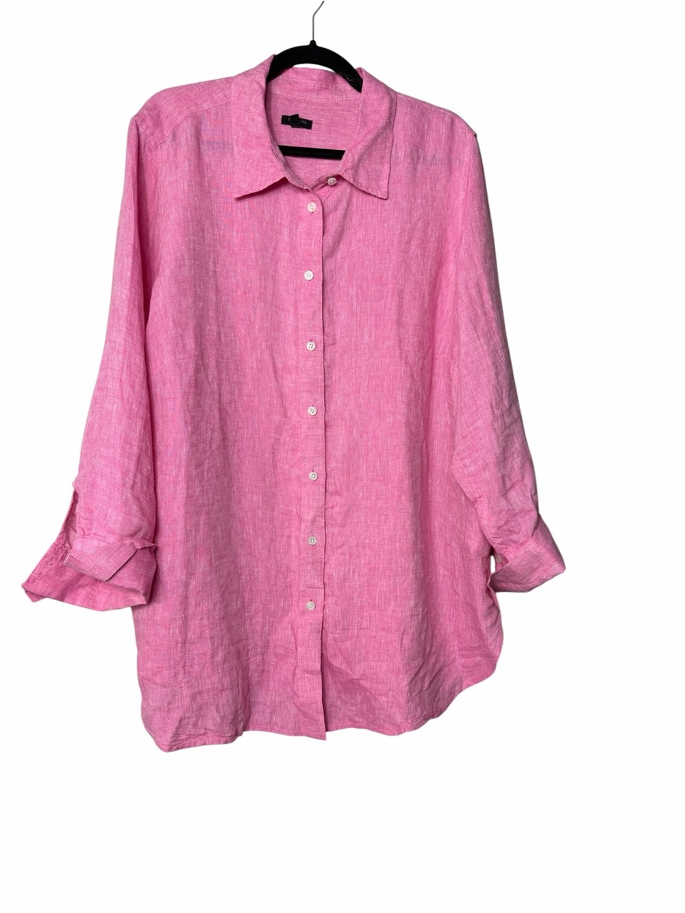 Talbots 100% Linen Long Sleeve Top Womens Size 3X Lagenlook Relaxed Fit Coastal - Picture 2 of 9